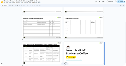 CRM Requirement Checklists & Score Card Template