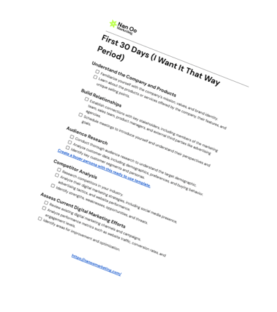 90 Days Checklist for Digital Marketing Manager