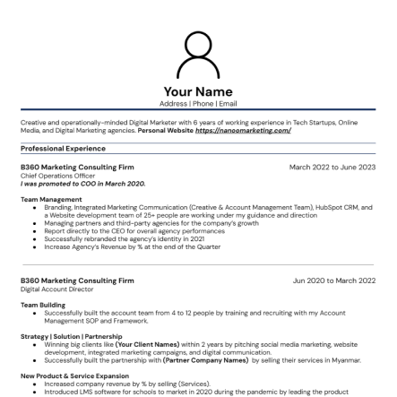 Digital Marketing Resume Template for you