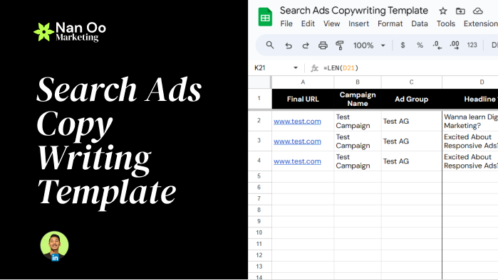 Google Search Ads Copy Template